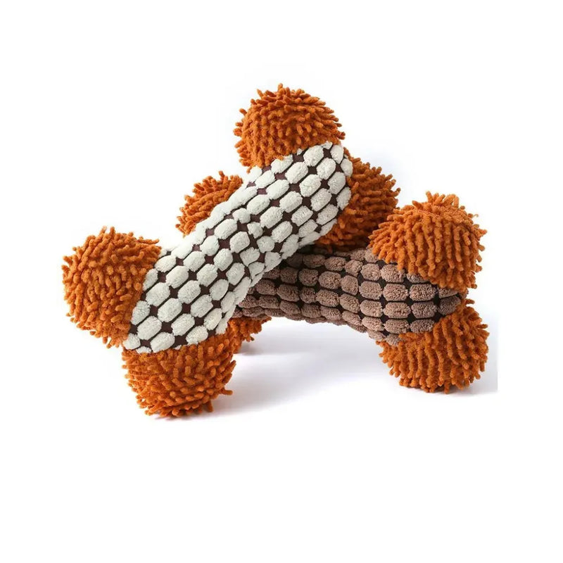 Durable Squeaky Pet Toys Corn Mop Bone Plush Dog Chew Toys