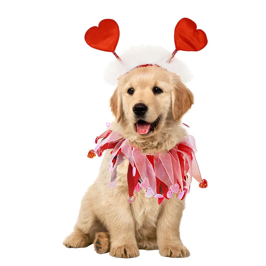 Valentine's Day Pet Decoration Set Dog Neckband Headband Party Accessories